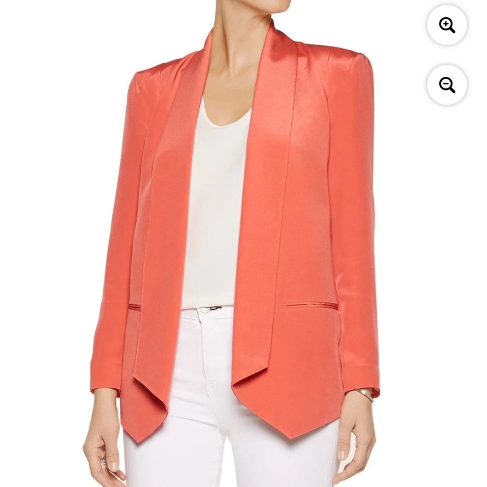 Rebecca Minkoff Rebecca Minkoff Long Becky Blazer 100% Silk Coral NWT Size 4 Size S / US 4 / IT 40 - 1 Thumbnail