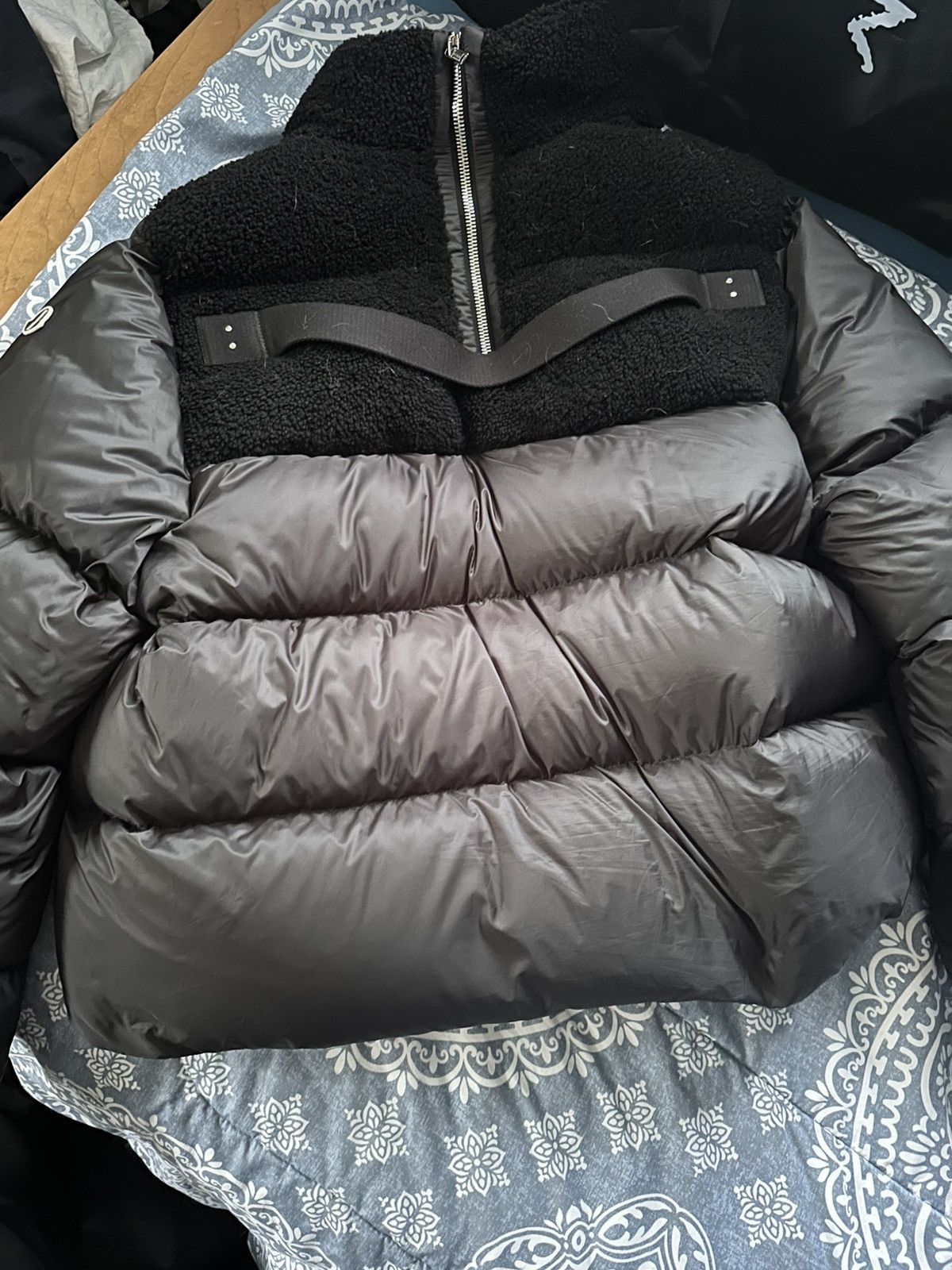Moncler × Rick Owens Moncler Rick Owens Cyclopic Shearling Shirt Down Jacket Size US L / EU 52-54 / 3 - 2 Thumbnail