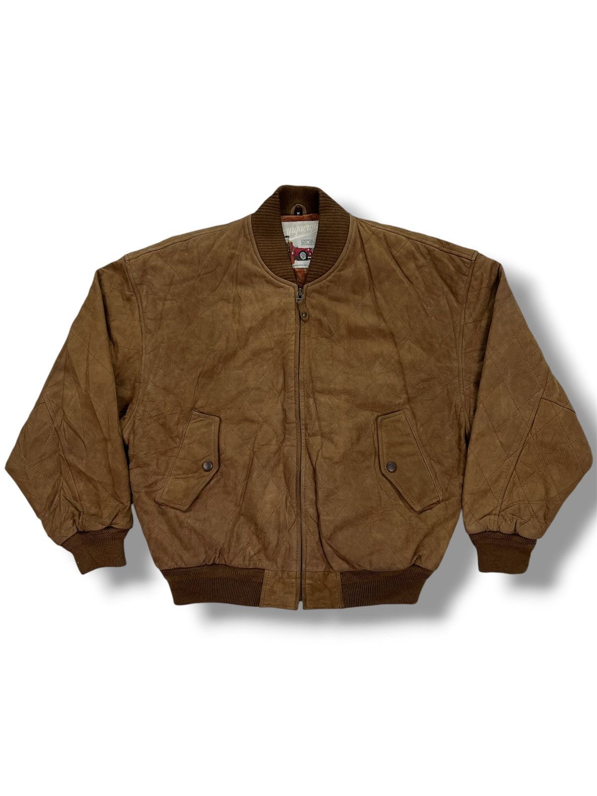 Genuine Leather Vintage Awurquerque Diamond Quilted Cowhide Bomber Jacket Size US S / EU 44-46 / 1 - 1 Thumbnail