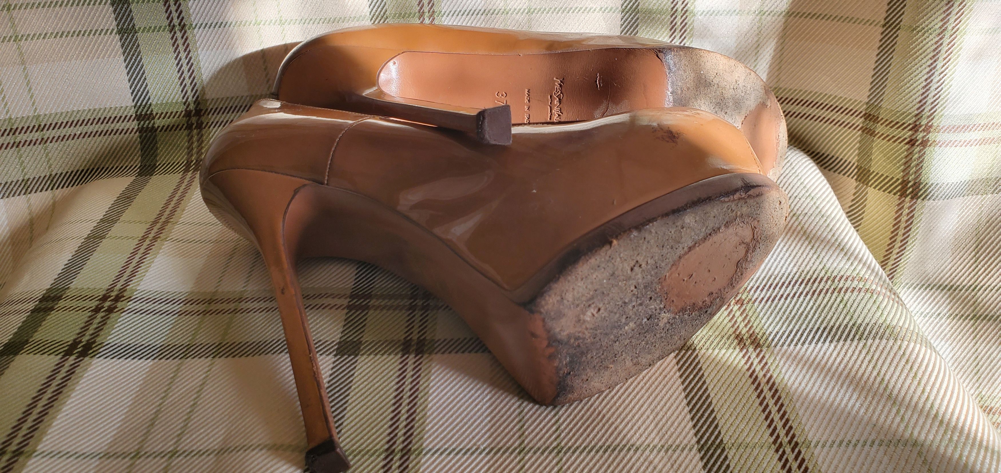 Yves Saint Laurent YSL Patent Leather Heel Platform Shoes Size US 7.5 / IT 37.5 - 5 Thumbnail