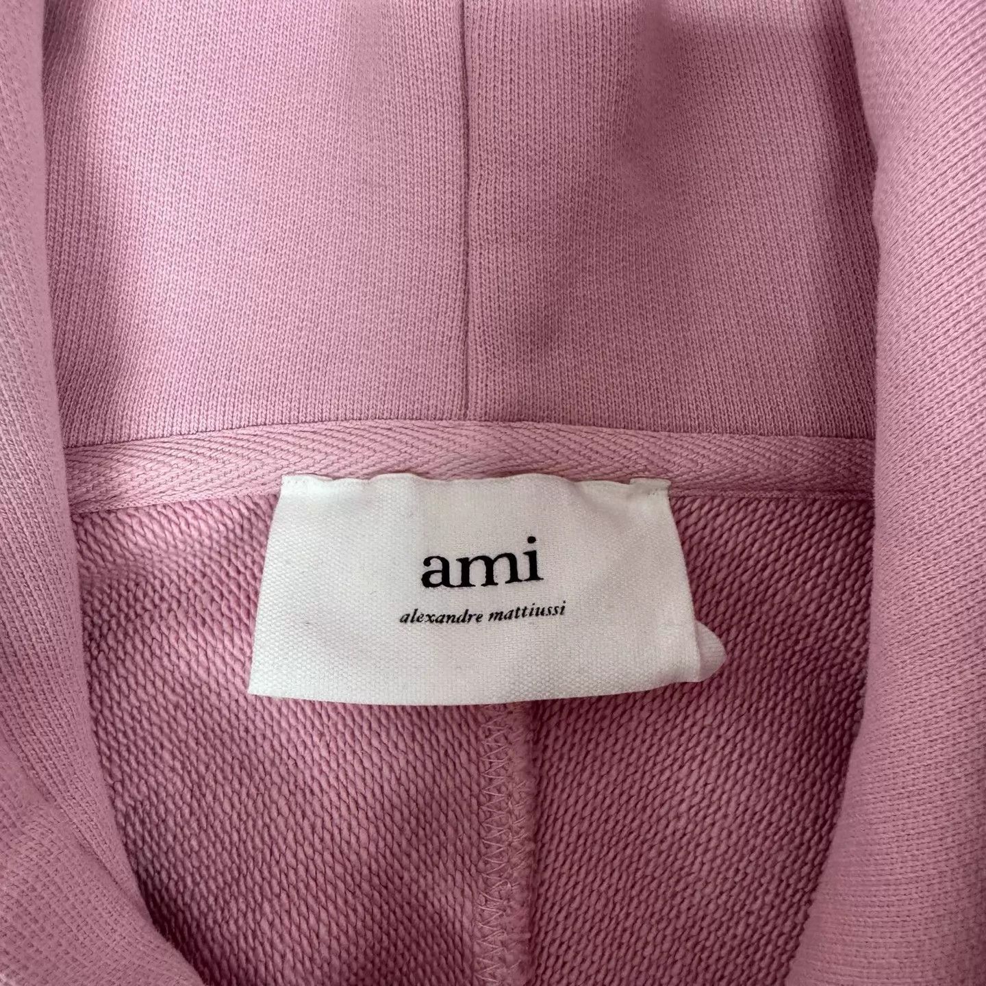 AMI Ami Pink Heart Embroidered Drawstring Hoodie L 99new Size L / US 10 / IT 46 - 6 Thumbnail