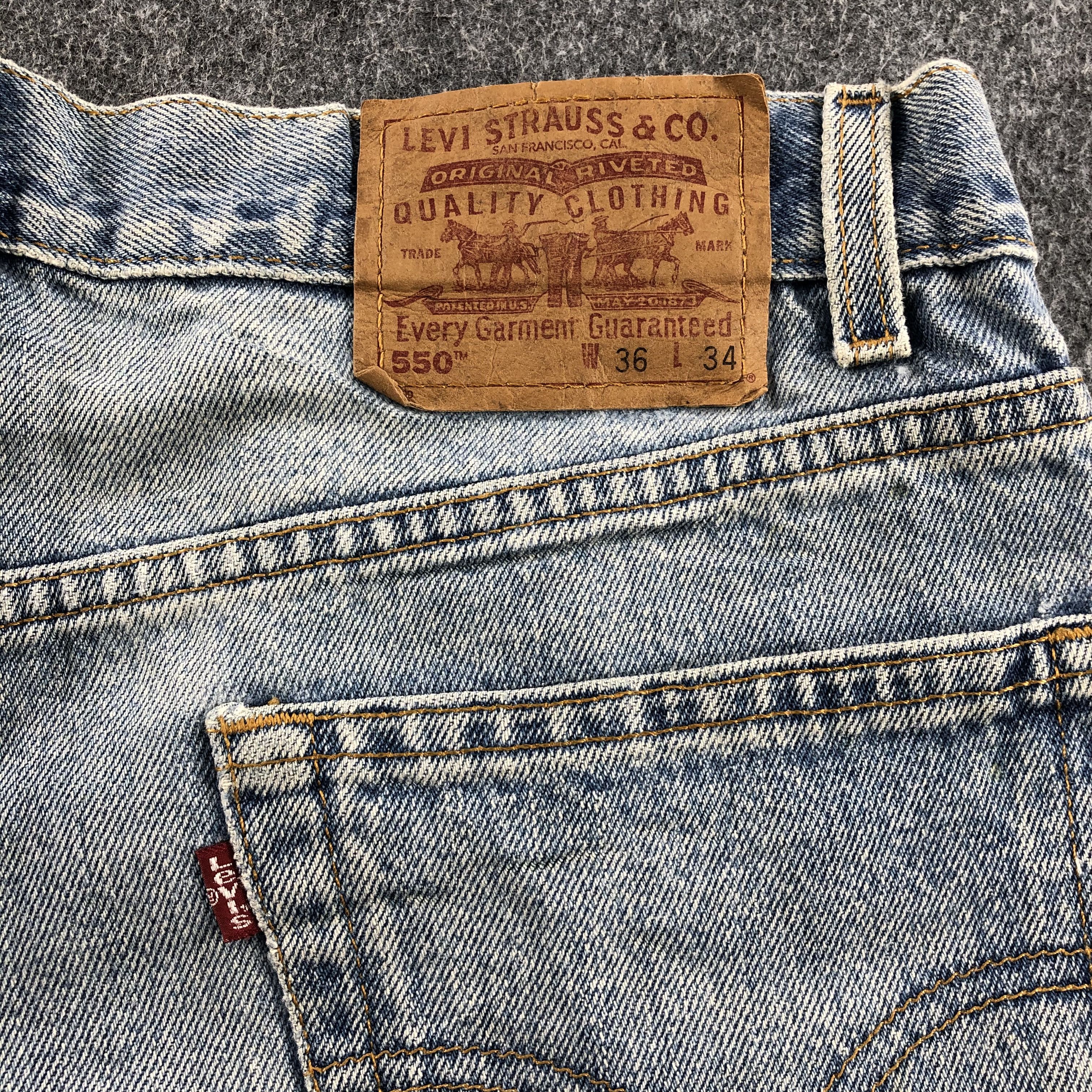 Levi's Vintage 90s Distress Levis 550 Light Wash Jeans-J1294 Size US 35 - 5 Thumbnail