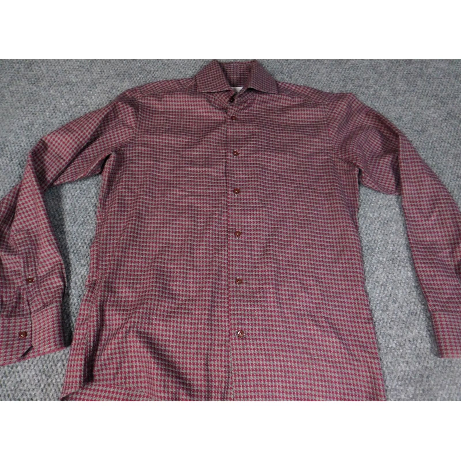 Vintage Diverso London Mens Shirt Medium Red Button-Down Knit Plaid Long Sleeve Regular with Pockets Size US M / EU 48-50 / 2 - 4 Thumbnail