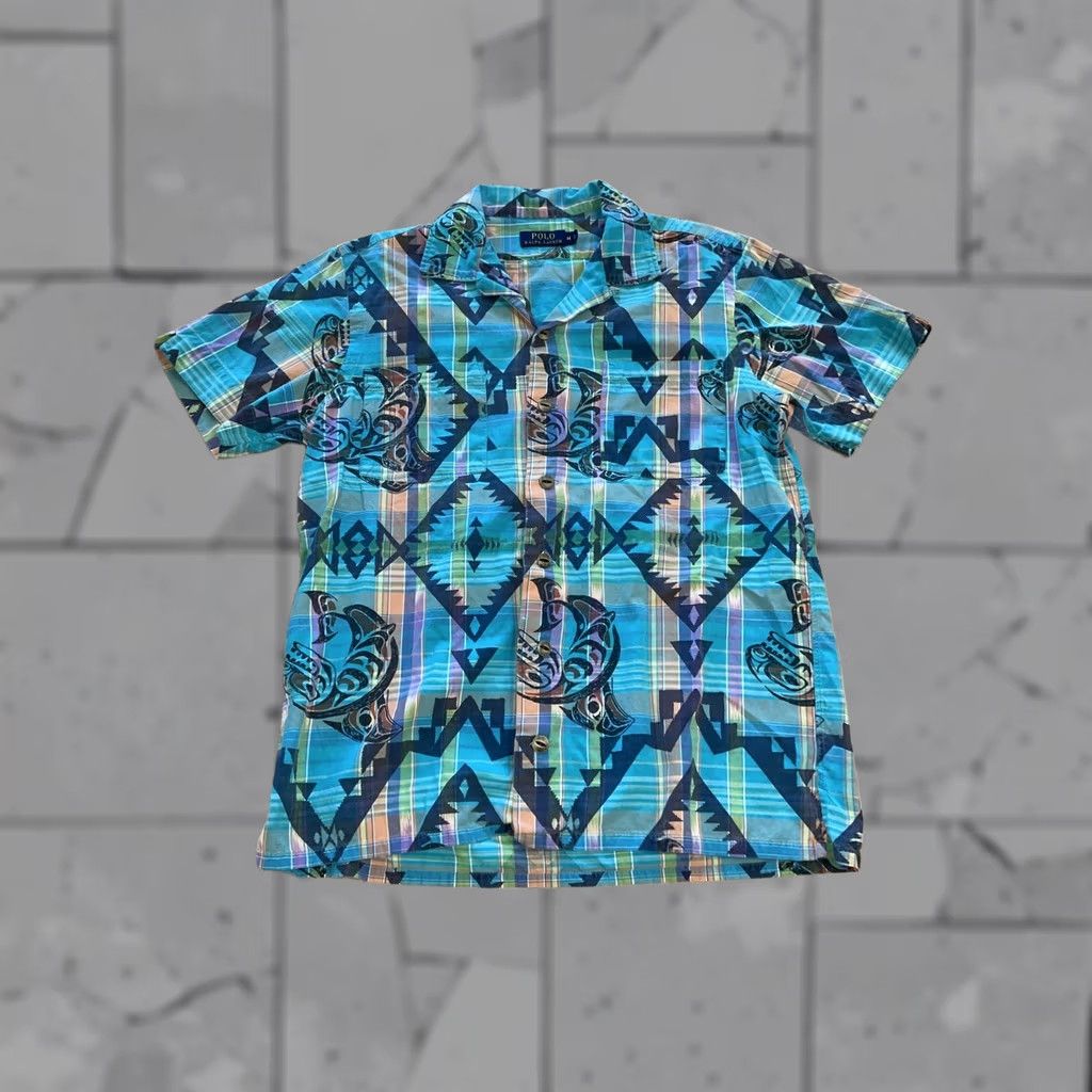 Polo Ralph Lauren Polo Ralph Lauren Hawaiian Style Button-Down Shirt Mens Size M Blue Shirt Button-Up Short Sleeve Mens Size US M / EU 48-50 / 2 - 1 Thumbnail