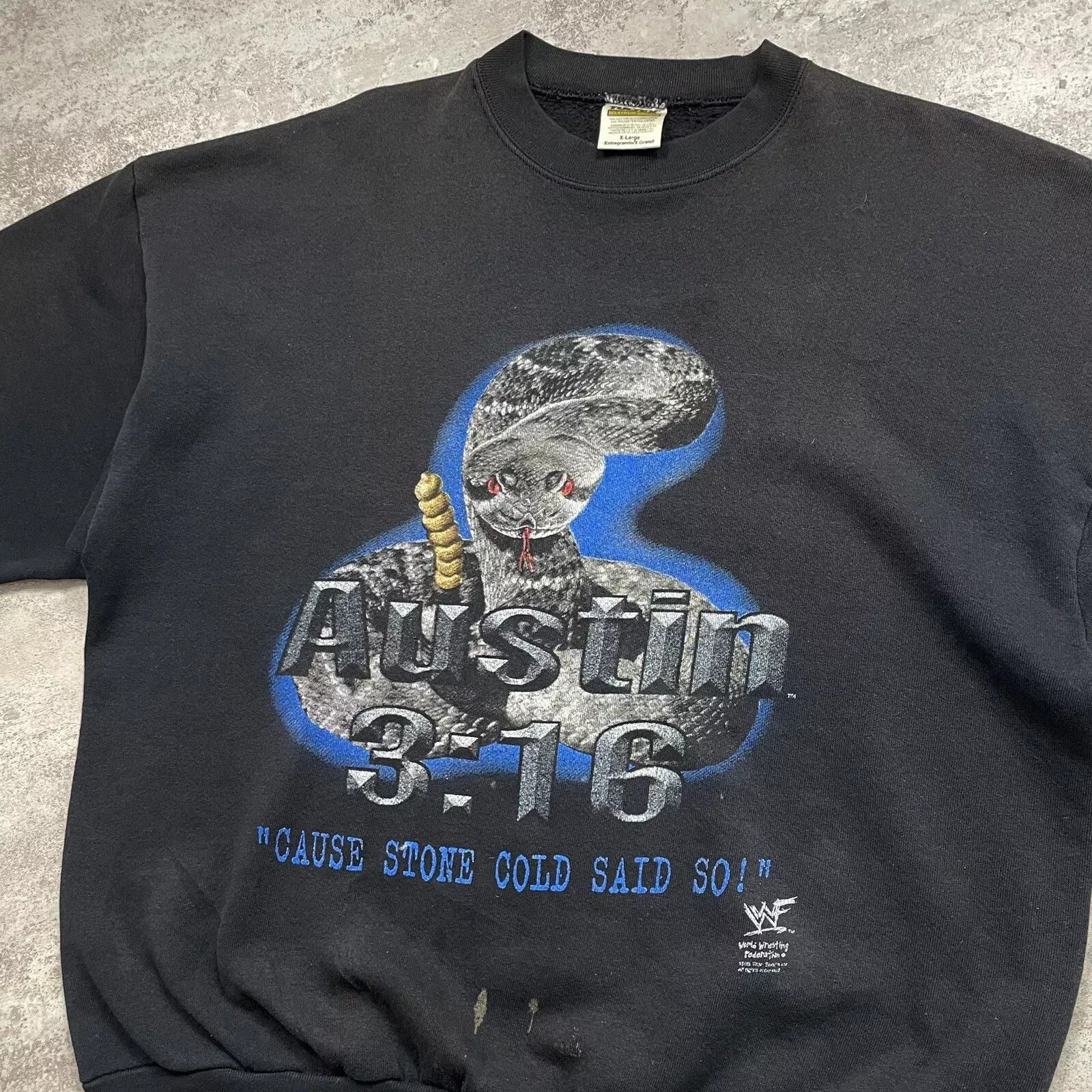 Tultex × Vintage × WWF WWF STONE COLD STEVE AUSTIN 3:16 SWEATSHIRT SIZE XL BLACK Size US XL / EU 56 / 4 - 2 Thumbnail