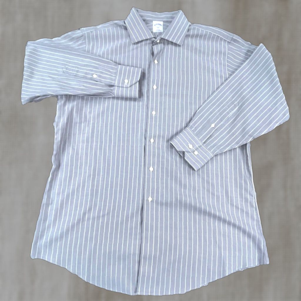Brooks Brothers Brooks Brothers Shirt Men 17.5 Gray Oxford Cloth Button-Up Slim Fit Dress 346 Size 48R - 1 Thumbnail