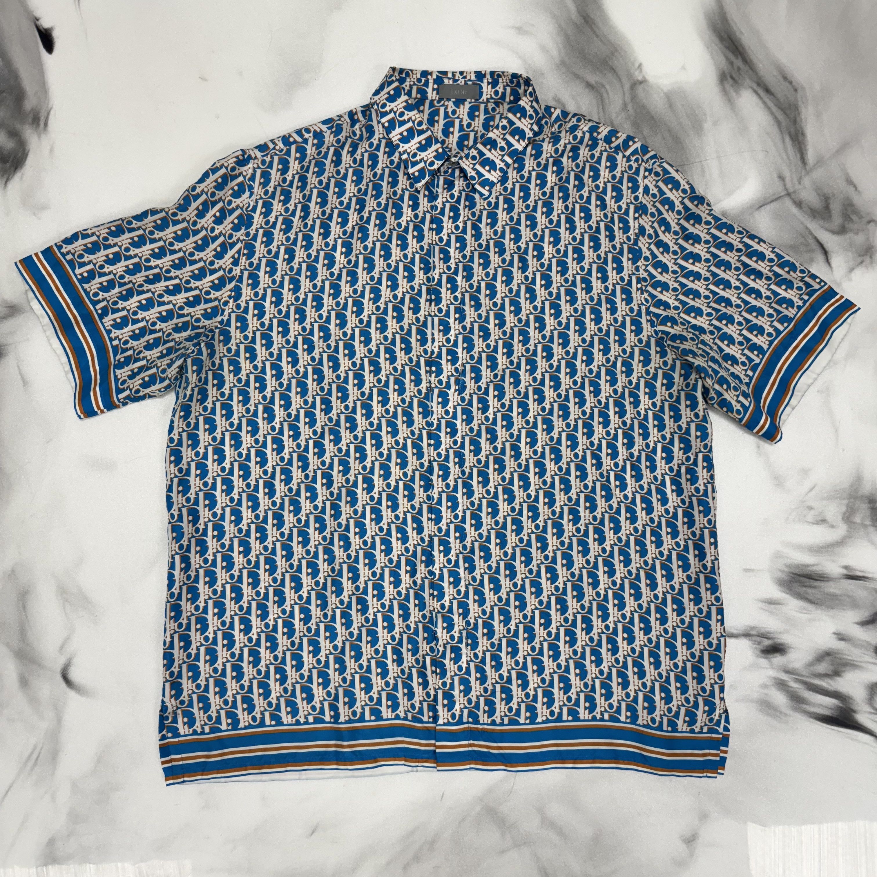 Dior DIOR OBLIQUE SILK SHIRT BLUE Size US L / EU 52-54 / 3 - 1 Thumbnail