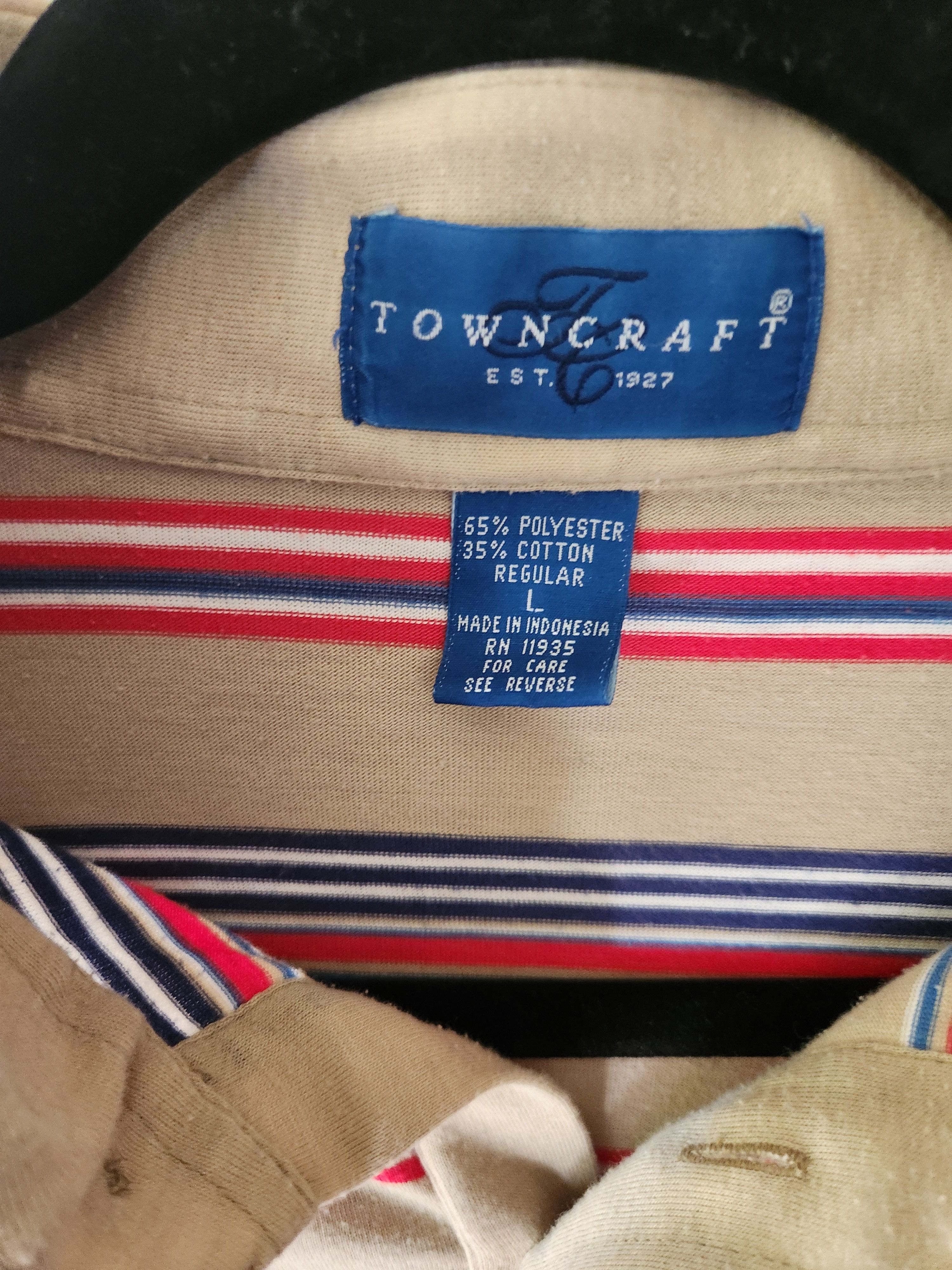 Towncraft Vintage 80's Towncraft Men's Striped Polo Shirt . Size US L / EU 52-54 / 3 - 3 Thumbnail