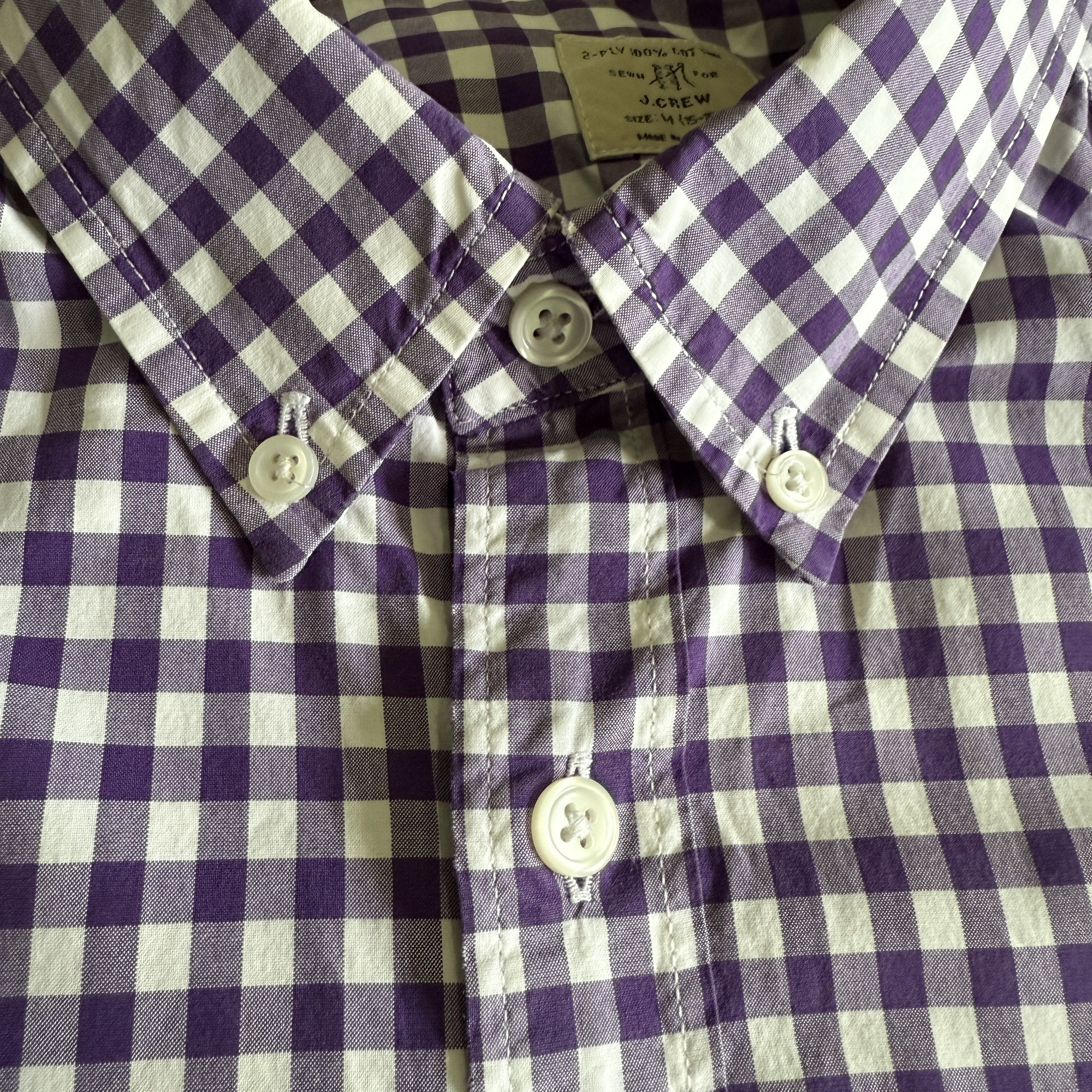 J.Crew J.Crew Gingham Button-Down Shirt M Purple 2-Ply Cotton Size US M / EU 48-50 / 2 - 3 Thumbnail