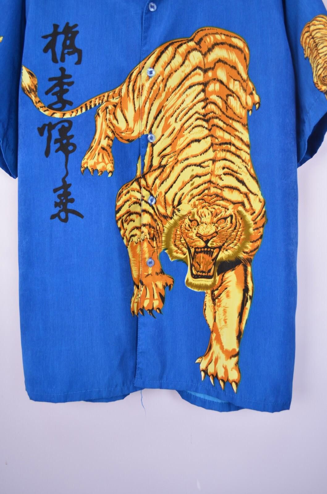 Designer Vintage Anime Lion Tiger Japanese Blue Shirt Size XL AOP 90s Size US XL / EU 56 / 4 - 4 Thumbnail