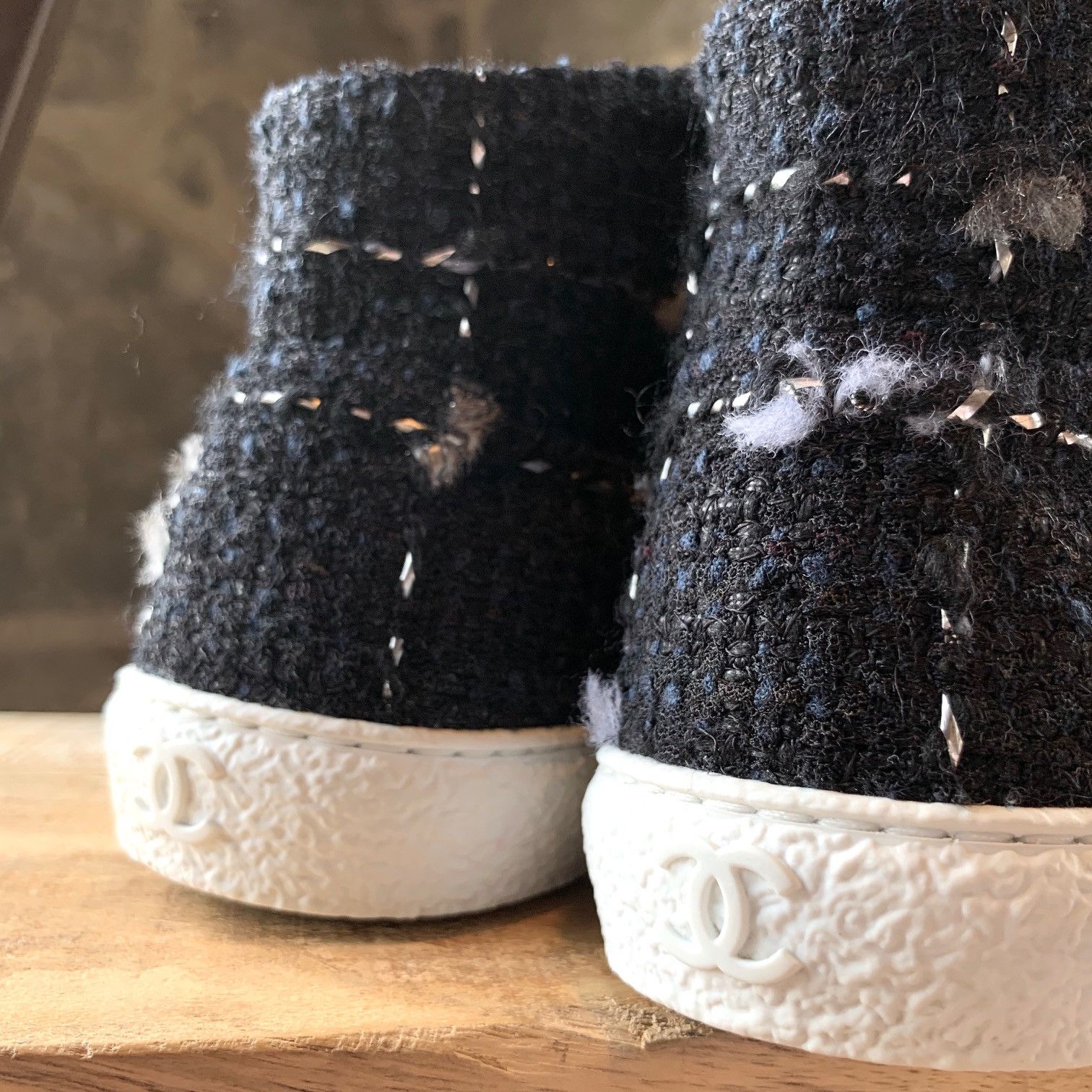 Chanel Chanel Black Suede Tweed Desert High-top Sneakers Size US 9 / EU 42 - 6 Thumbnail