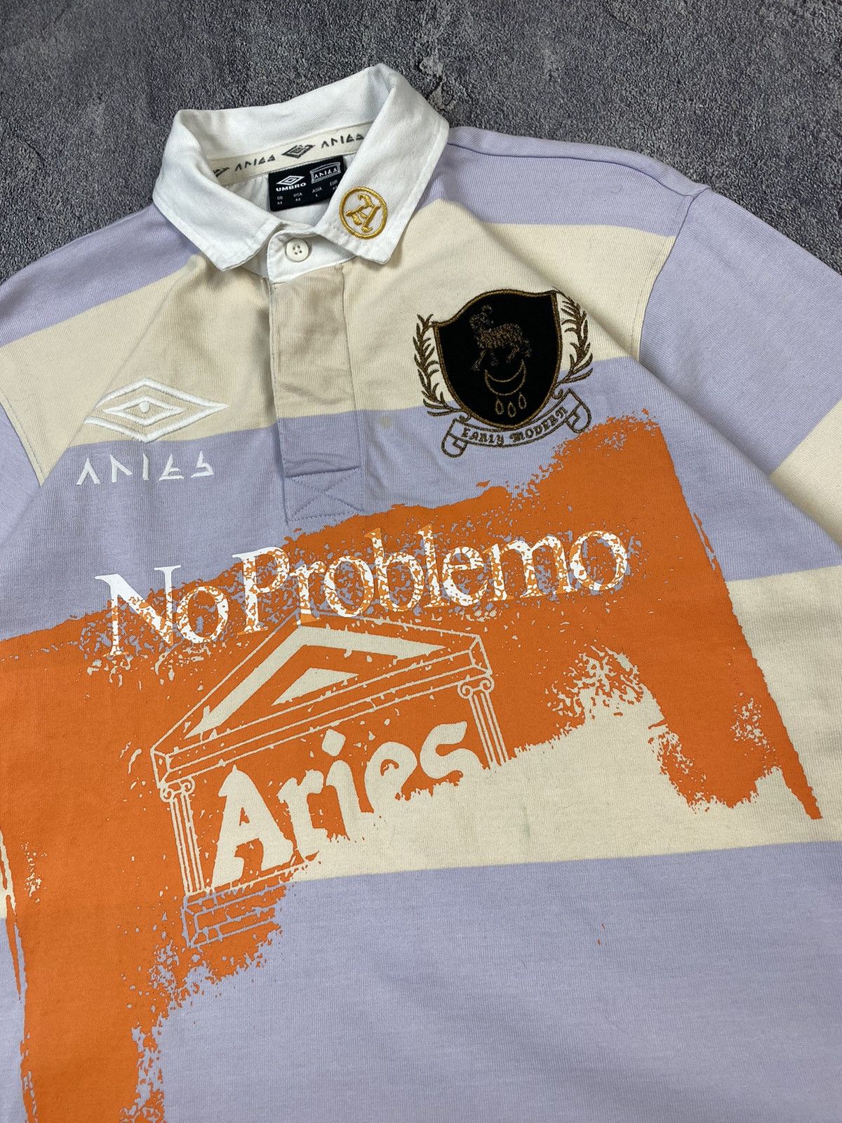 Aries x Umbro Stripe Rugby Shirt Size M Y2K