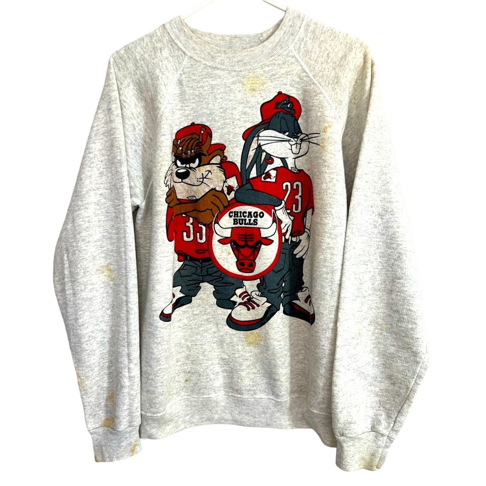 Hanes Vintage 90’s Looney Tunes Taz Bugs Chicago Bulls Sweatshirt Size US L / EU 52-54 / 3 - 1 Thumbnail