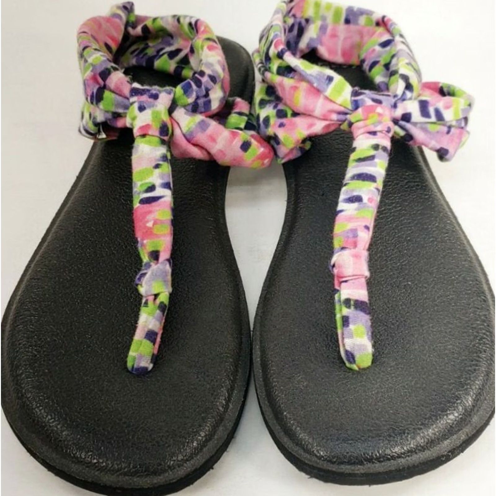 Sanuk Sanuk Yoga Sling Sandal Women Black Multicolored Cushy 8M Size US 8 / IT 38 - 3 Thumbnail