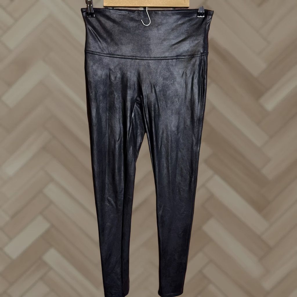 Spanx Spanx Leggings Women's Large Black Faux Leather High Rise Shaping Pants 2437Q Size 36" / US 14 / IT 50 - 1 Thumbnail