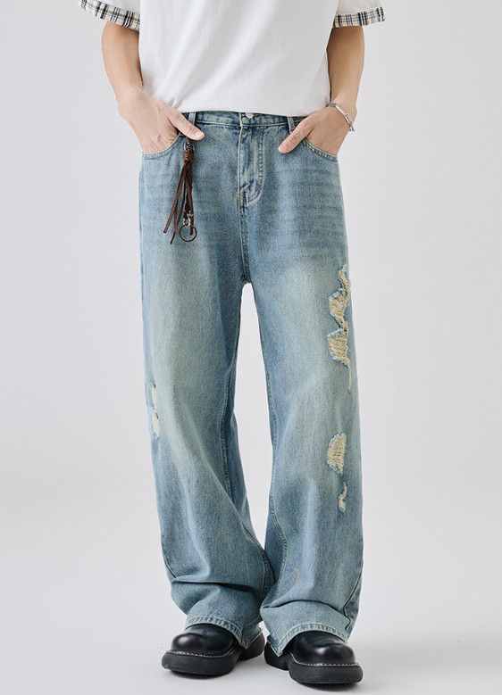 Vintage American Street Men's Loose Straight-Leg Distressed Jeans Size US 32 / EU 48 - 1 Thumbnail