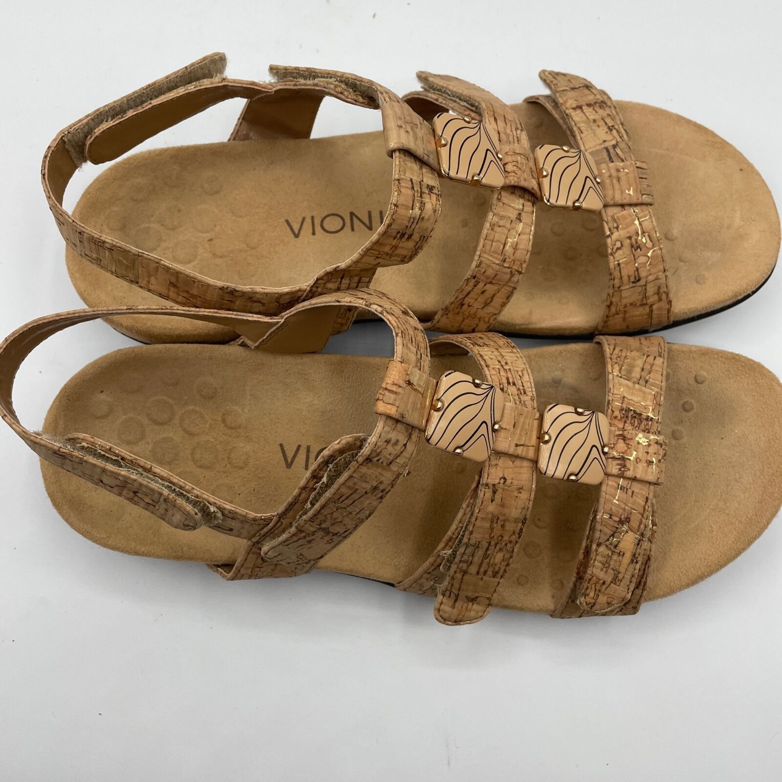 Vionic Vionic Amber 44 Sandals Orthaheel Ankle Strap Gold Cork 7 Size US 7 / IT 37 - 7 Thumbnail