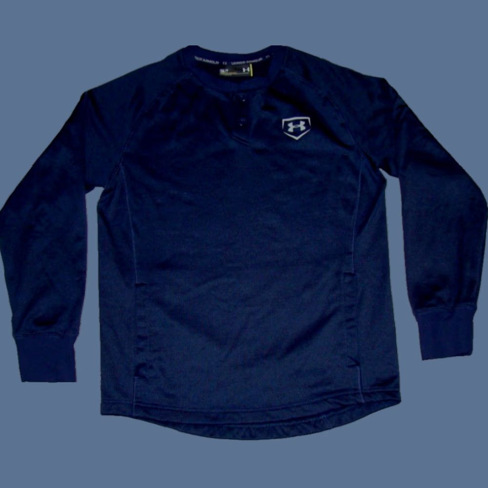 Under Armour Under Armour Coldgear Mens Baseball Shirt Long Sleeve Snap Waffle Lined Small Blue Shirt Size US S / EU 44-46 / 1 - 1 Thumbnail