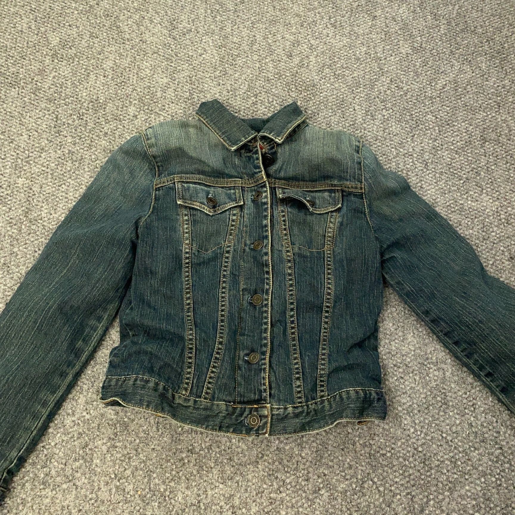 Gap Gap Denim Jacket Blue XS Womens Trucker Wool Knit Lining Fair Isle Stretch Size XS / US 0-2 / IT 36-38 - 2 Thumbnail