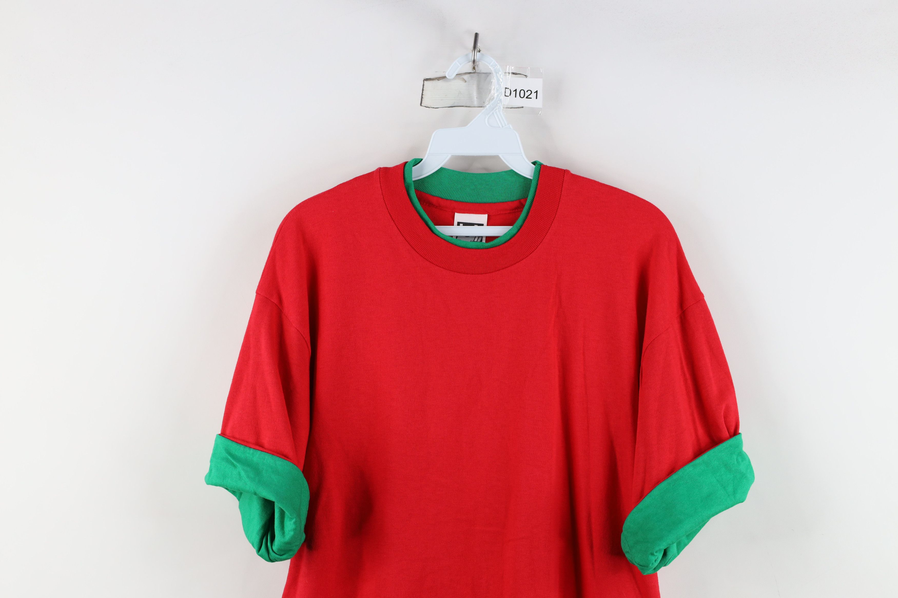 Vintage Vintage 90s Streetwear Heavy Layered T-Shirt Cotton Red USA Size US L / EU 52-54 / 3 - 2 Thumbnail