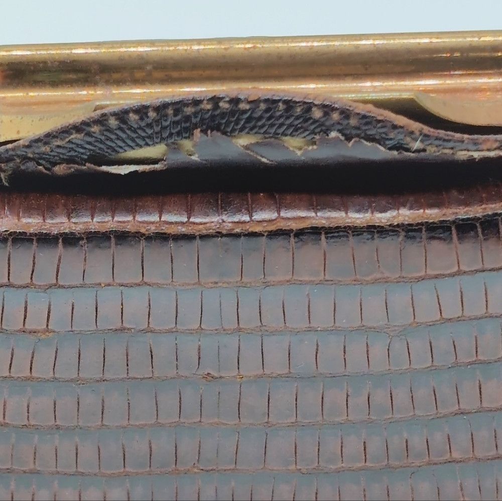 Vintage Deitsch Brown Lizard Reptile Leather Handbag 1950s Vintage Size ONE SIZE - 3 Thumbnail