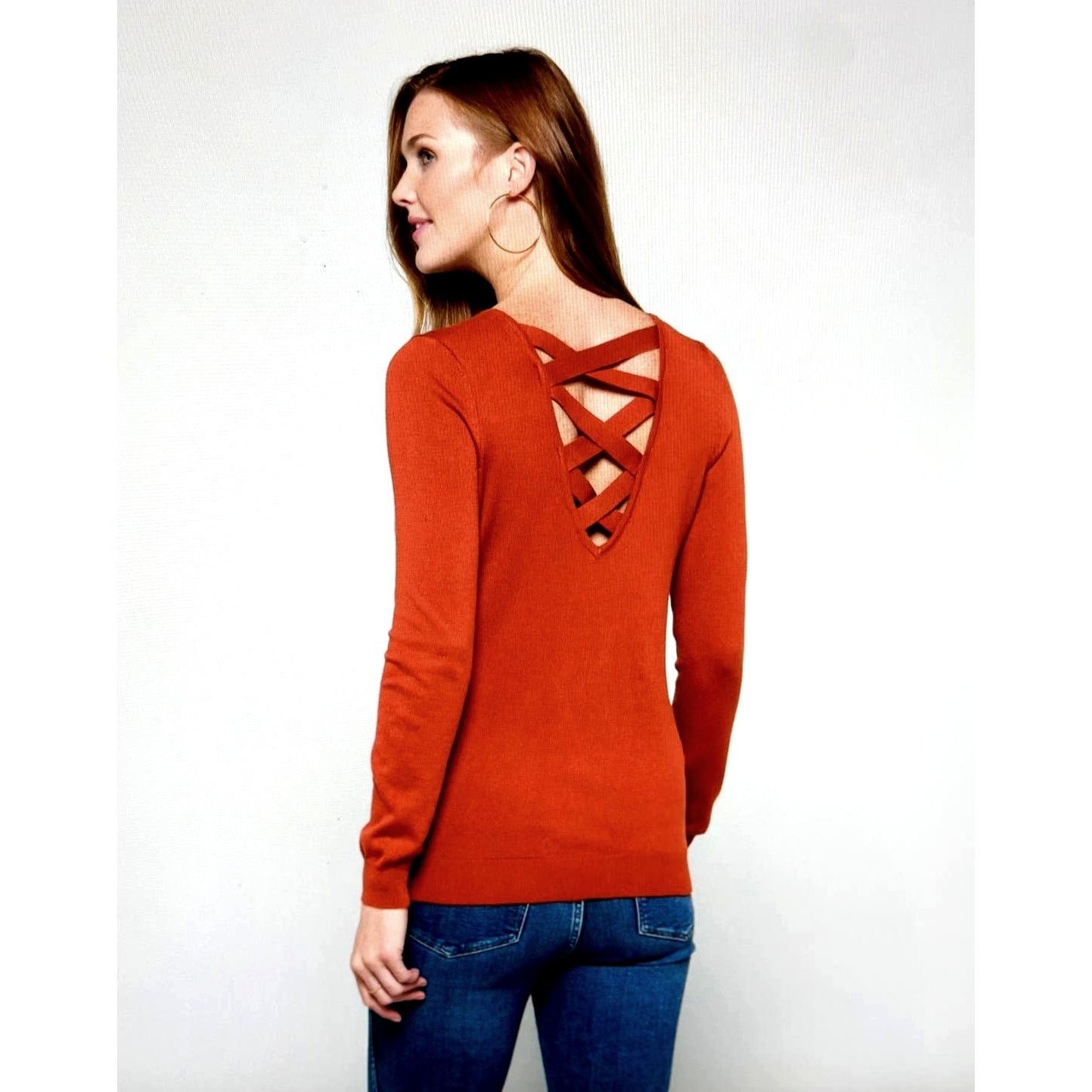 Other Love Ellie Mia Back Detail Sweater - Burnt Orange - size L Size L / US 10 / IT 46 - 3 Thumbnail
