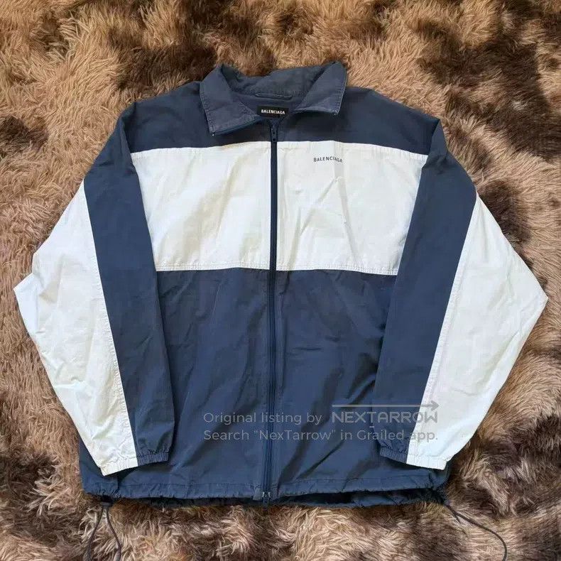 Balenciaga Balenciaga Blue White Windbreaker Jacket Size US L / EU 52-54 / 3 - 1 Thumbnail