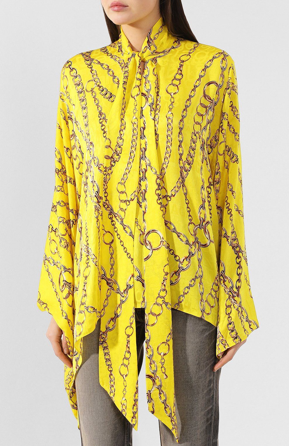 Balenciaga 🇮🇹 SS19 Balenciaga Chain Print Silk Blouse Baroque Style Size ONE SIZE - 1 Thumbnail