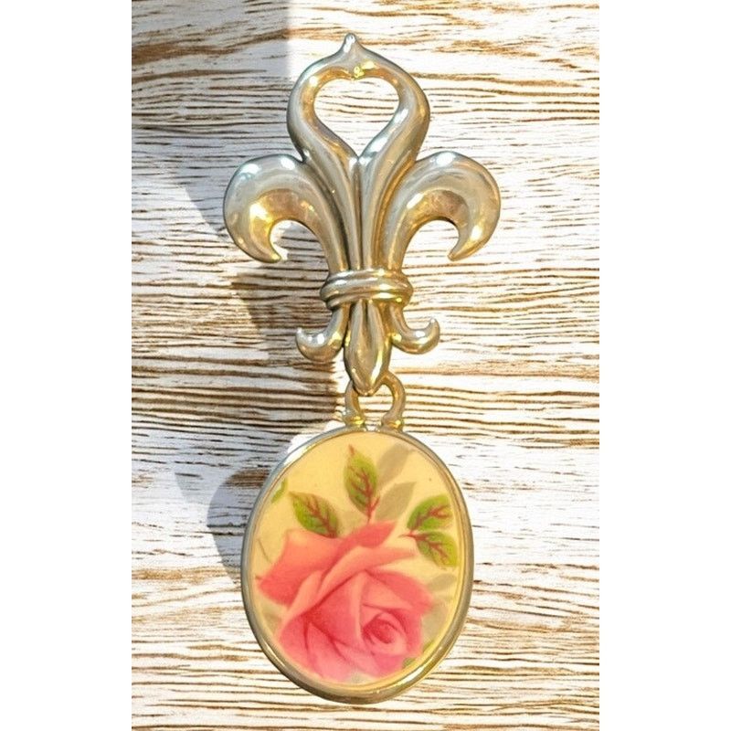 Unknown London Sterling Silver Porcelain Rose Fur Elise Brooch Pin Pendant Size ONE SIZE - 1 Thumbnail