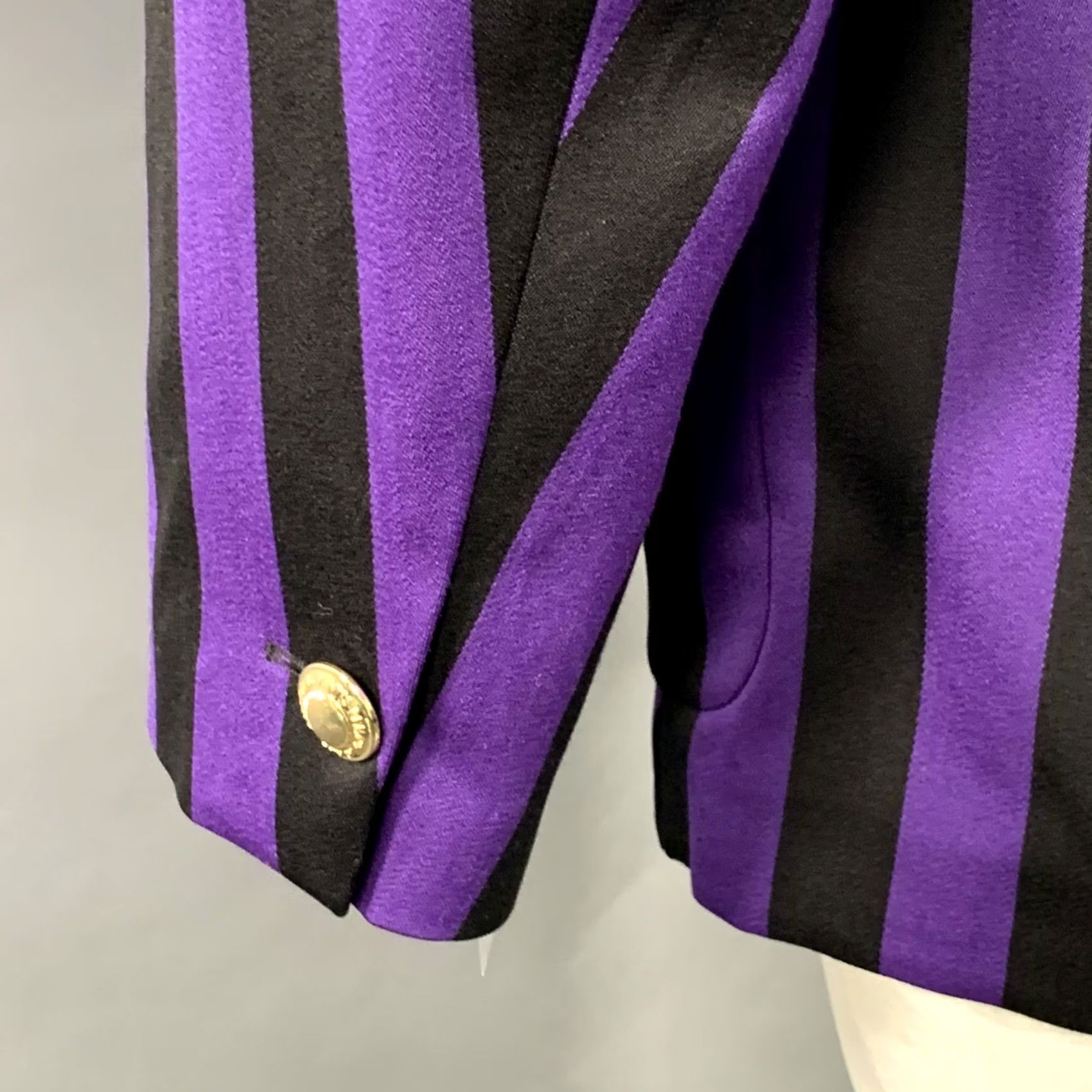 Rowing Blazers ROWING BLAZERS Sport Coat 46 Long Black Purple Stripe Cotton Wool Notch Lapel Mens Size 46R - 4 Thumbnail