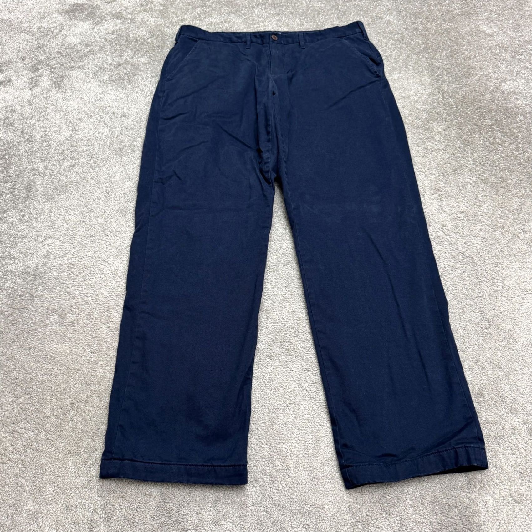 Lands' End Lands' End Men's Pants Chino Regular Straight Navy 38x34 Lightweight Cotton Flat Front Belt Loops Zipper Button Pockets Lined Vintage: No Size US 38 / EU 54 - 2 Thumbnail