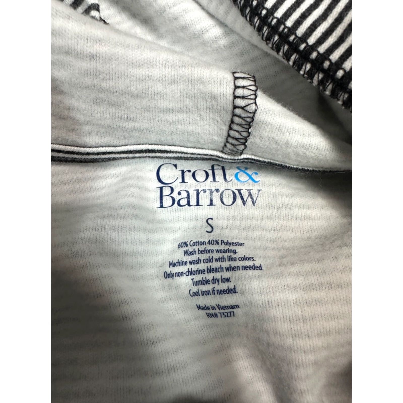 Croft & Barrow Croft & Barrow Hooded Top Womens Striped Gray Long Sleeve Cotton Blend Small Sz S Shirt Womens Size S / US 4 / IT 40 - 7 Thumbnail