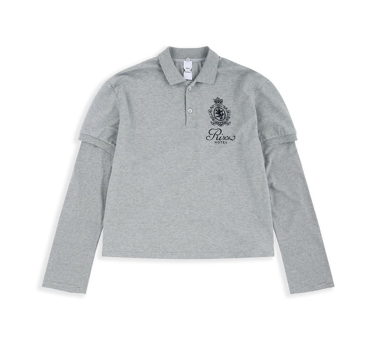 PROTOCOL INDEX FUR COLLAR LAYERED POLO SHIRTS-MELANGE GREY