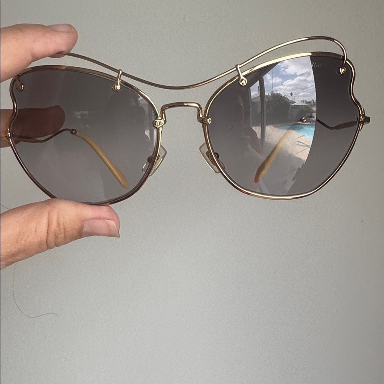 Miu Miu MIU MIU Gold Butterfly Frame Sunglasses- full inclusion Size ONE SIZE - 8 Thumbnail