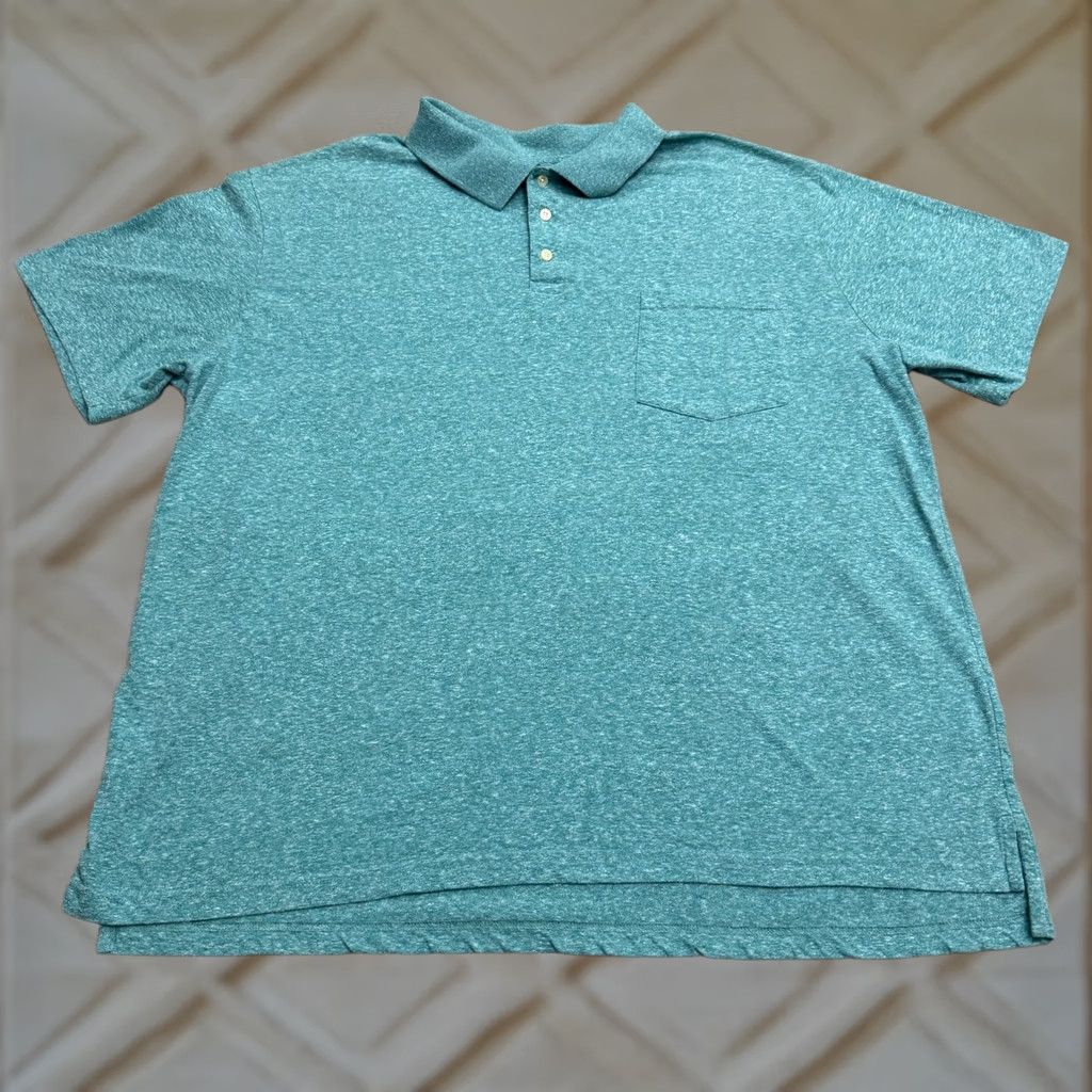 Vintage The Foundry Supply Co Polo Shirt Mens 3XL Teal Green Heather Short Sleeve Pocket Size US XXL / EU 58 / 5 - 1 Thumbnail