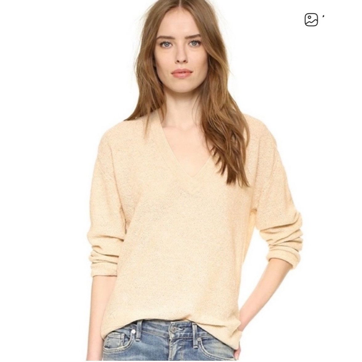 Zadig & Voltaire Zadig & Voltaire L Apple Sweater Alpaca Cotton Ecru V Neck O Size L / US 10 / IT 46 - 1 Thumbnail