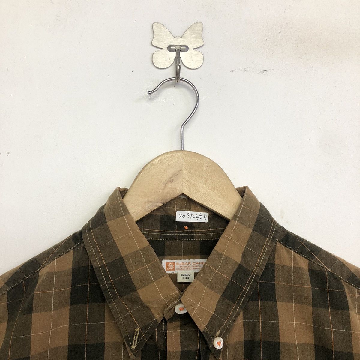 Sugar Cane Sugar Cane Checked Pattern Brown Button Shirt Size US S / EU 44-46 / 1 - 3 Thumbnail