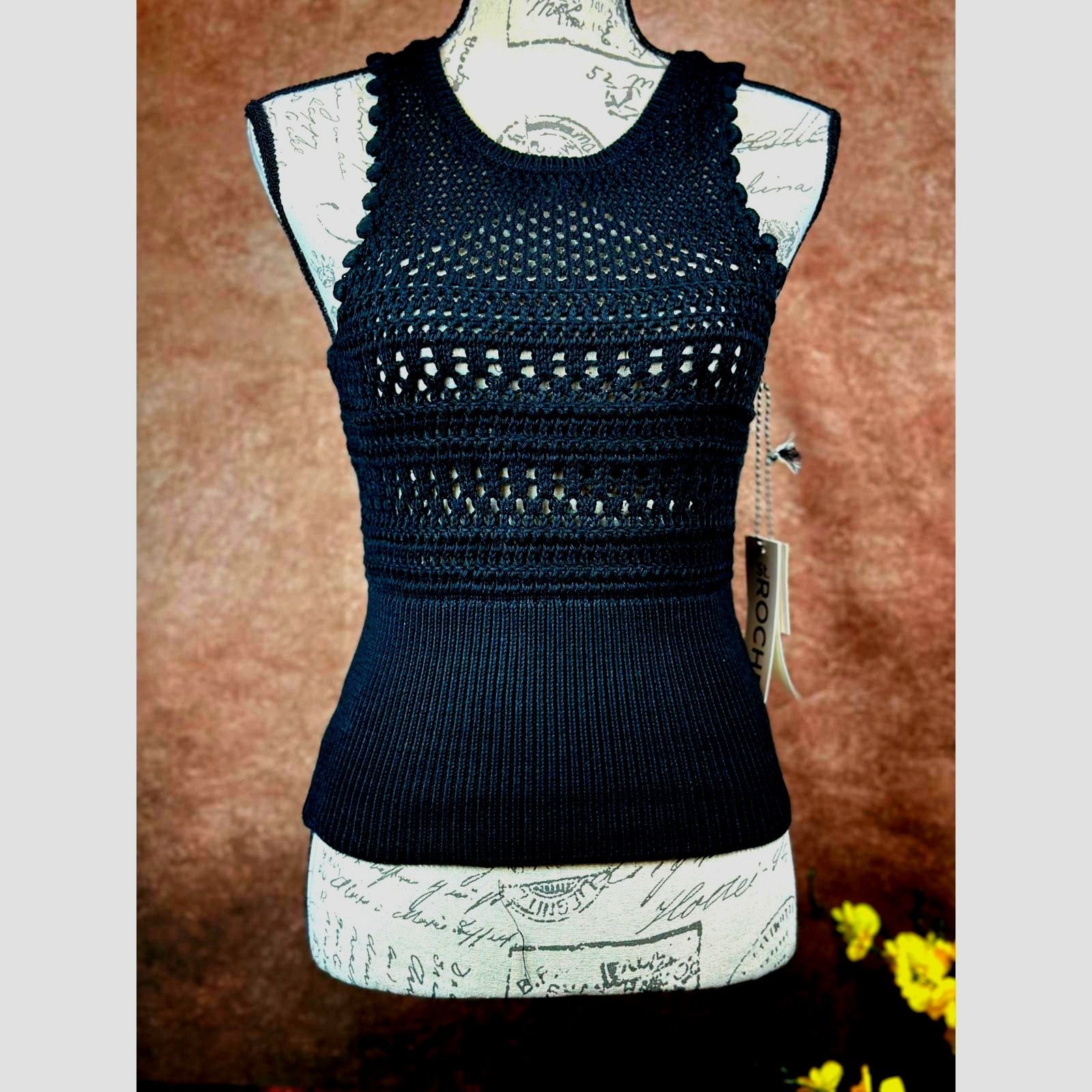 Other St Roche Crochet Semi Sheer Sleeveless Marilyn Tank Black L Size L / US 10 / IT 46 - 2 Thumbnail
