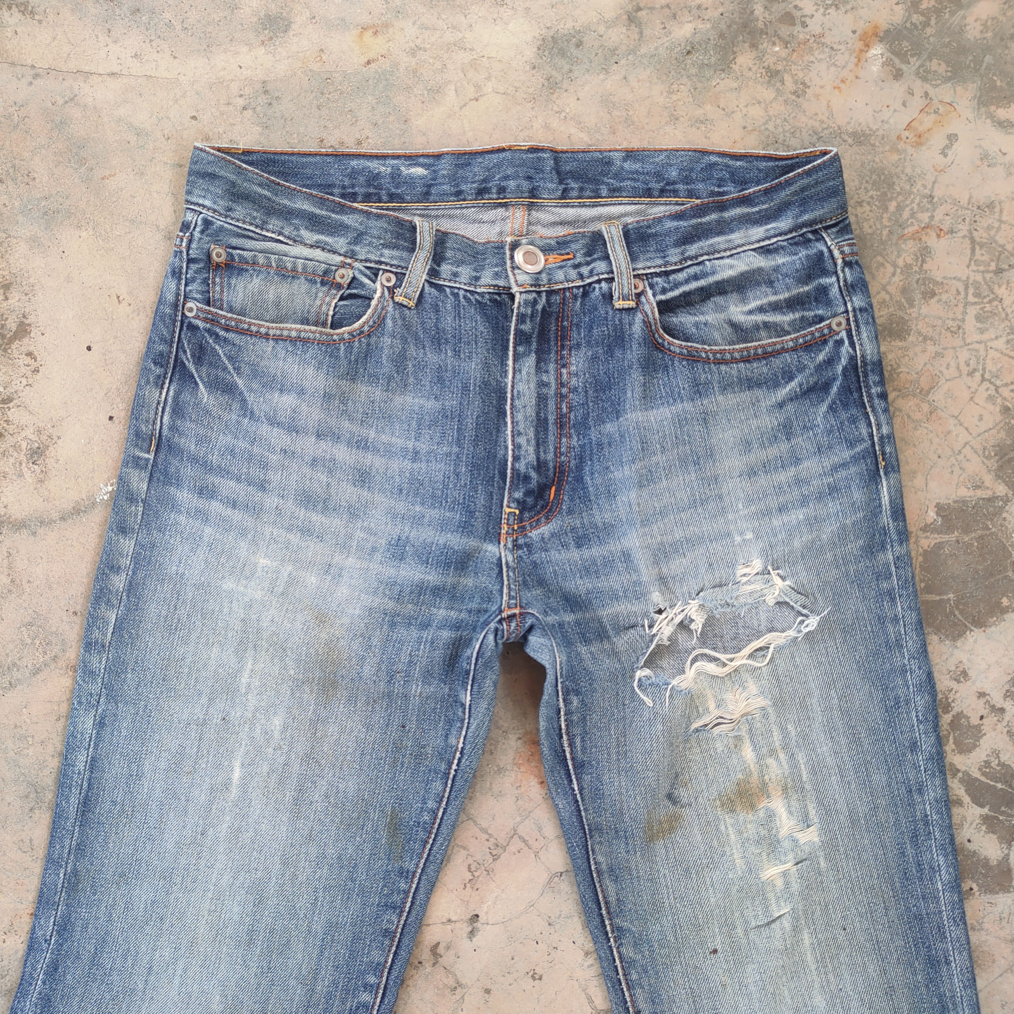 Japanese Brand W33 VINTAGE NC12-322 RIPPED DISTRESSED JEANS DENIM PANTS Size US 33 - 2 Thumbnail