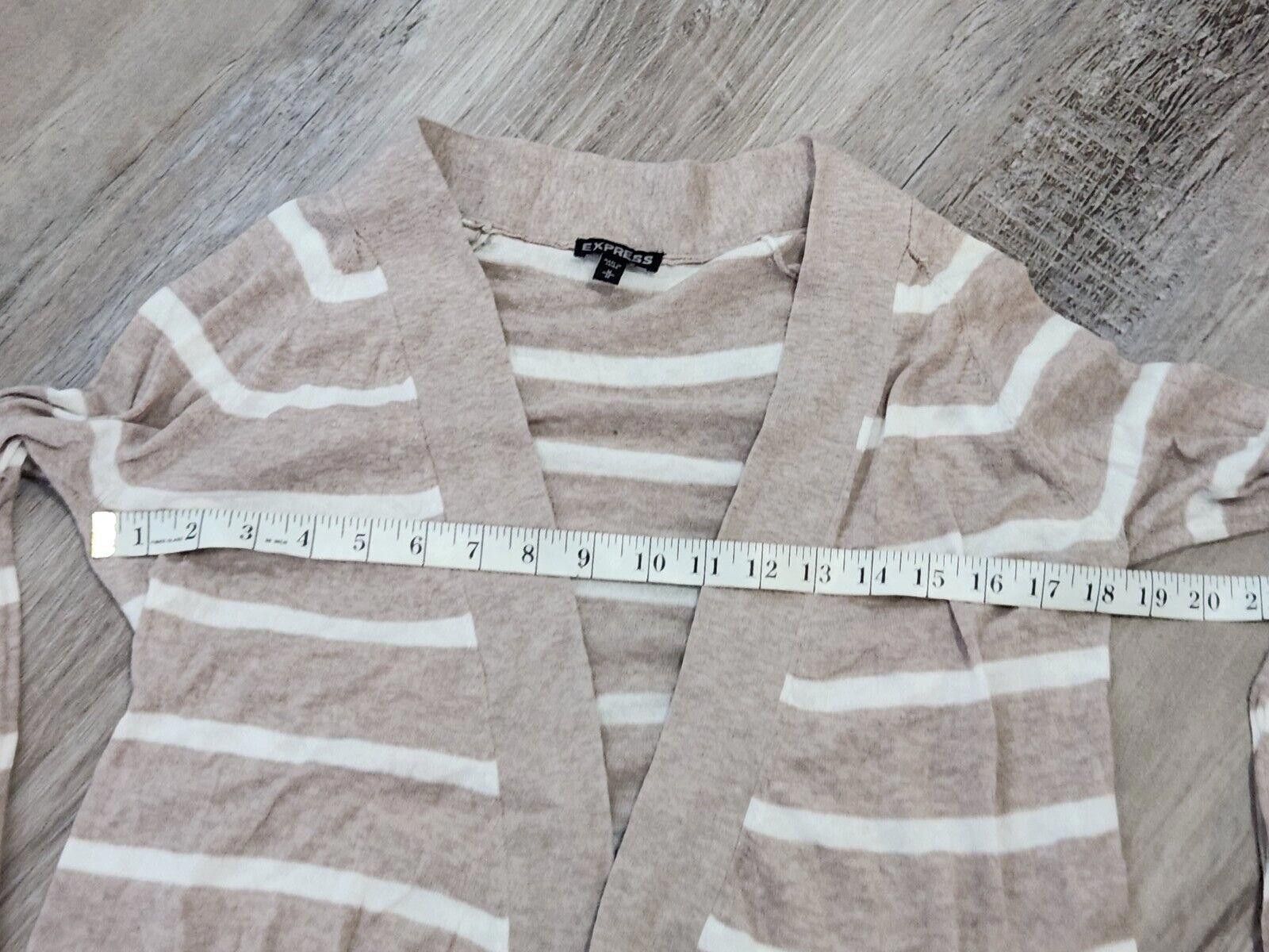 Express Express Sweater Medium Open Front Striped Beige White Size M / US 6-8 / IT 42-44 - 4 Thumbnail