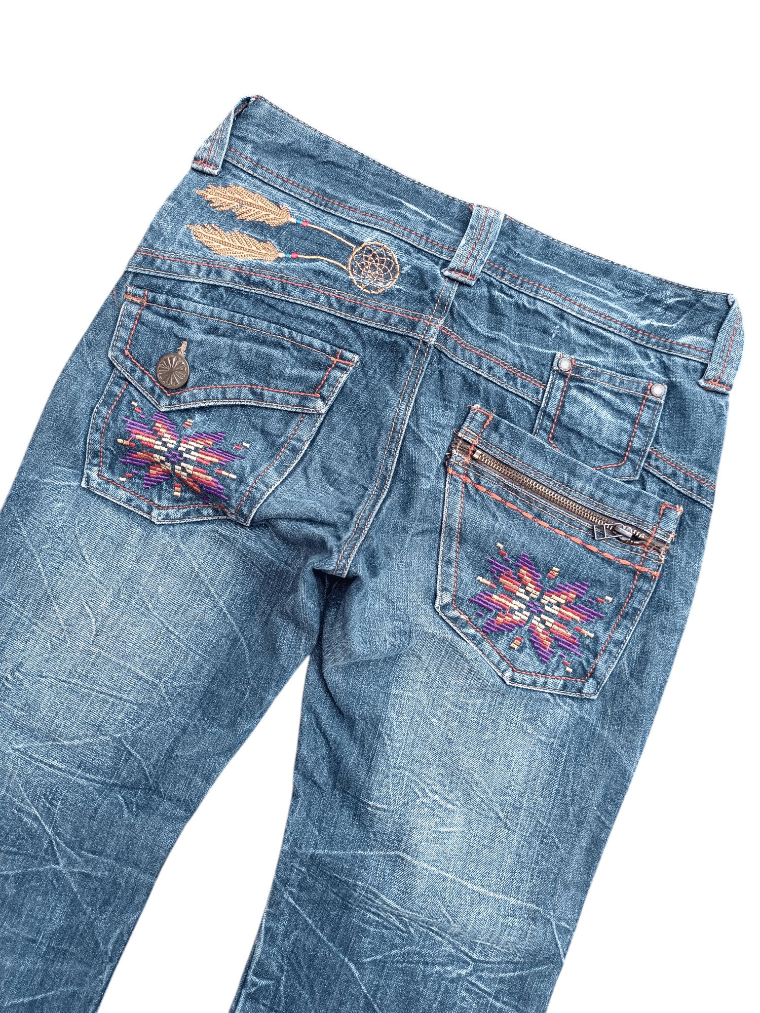 Japanese Brand Rare Vintage Japanese Brand Flared Embroidery Jeans E247 Size US 28 / EU 44 - 10 Thumbnail