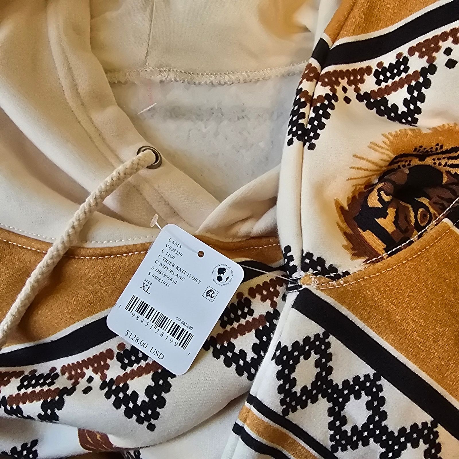 NWT Sprint To The Finish Printed Hoodie Tiger Print $128 XL