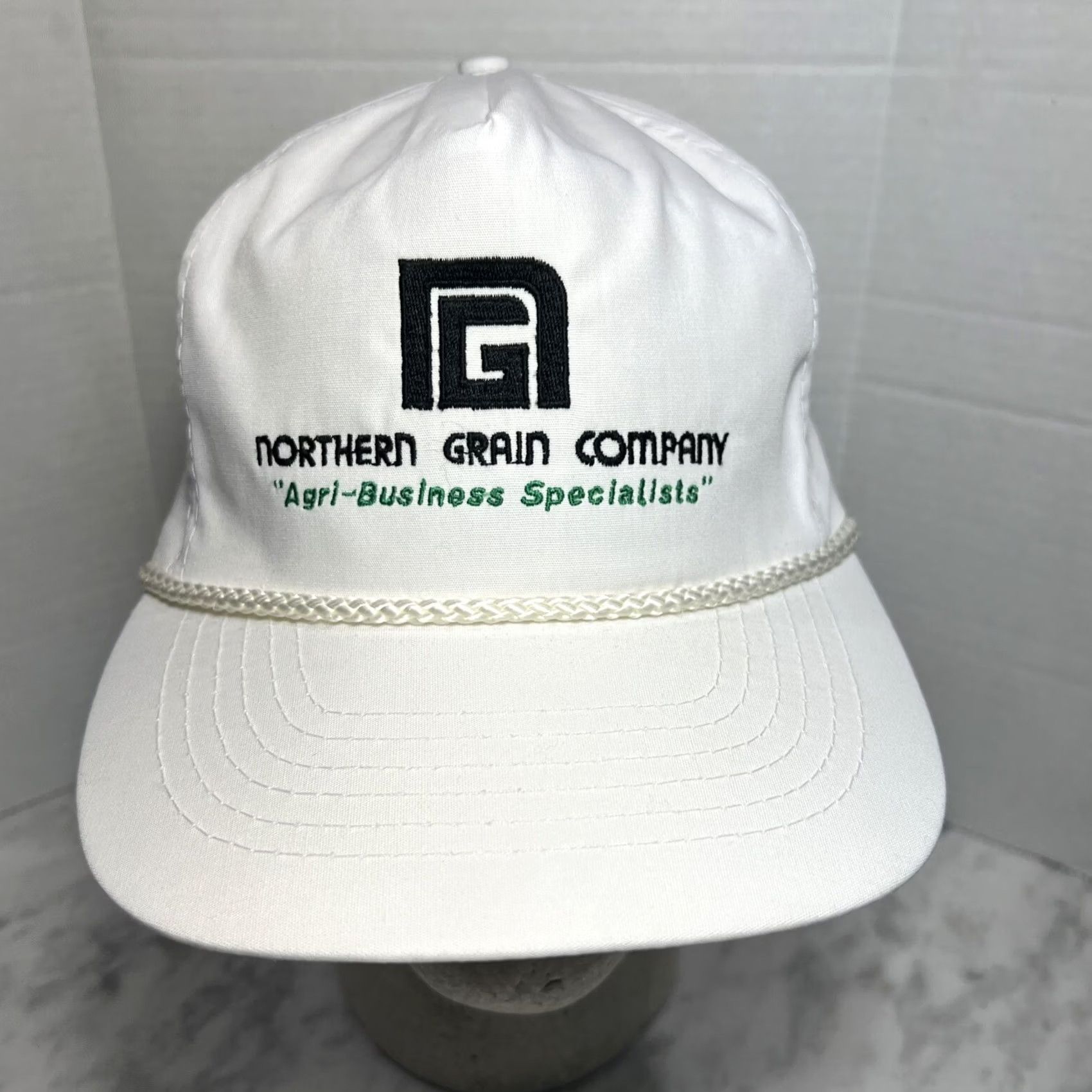 Vintage VINTAGE Northern Grain Company Otto Strapback Hat White Agri Business Specialists Rope Mens Size ONE SIZE - 3 Thumbnail
