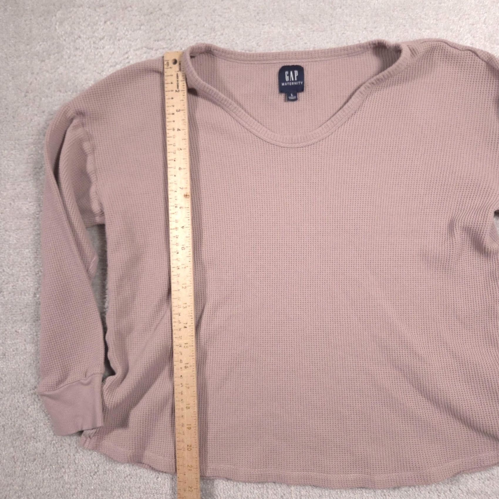 Gap VINTAGE? Gap Shirt Womens Large Pink Maternity Waffle Knit Thermal V Neck Long Sleeve Top Size L / US 10 / IT 46 - 7 Thumbnail