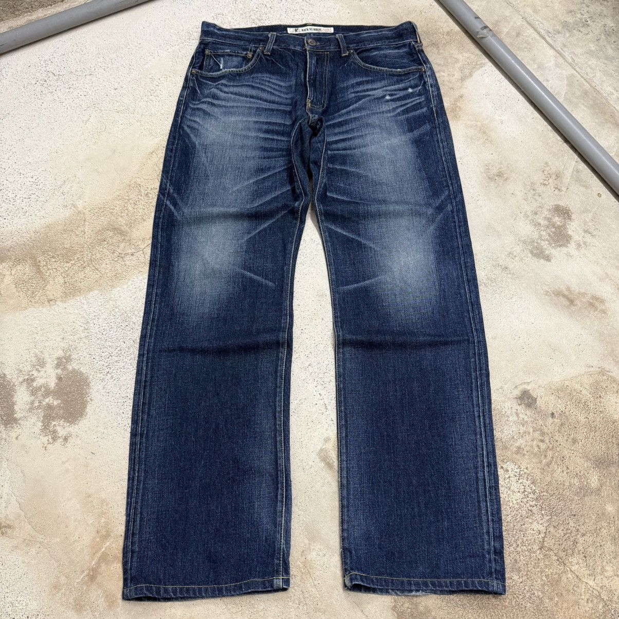 Japanese Brand Y2K Back Number No2 Whisker Relaxed Straight Denim Pants Size US 33 - 3 Thumbnail
