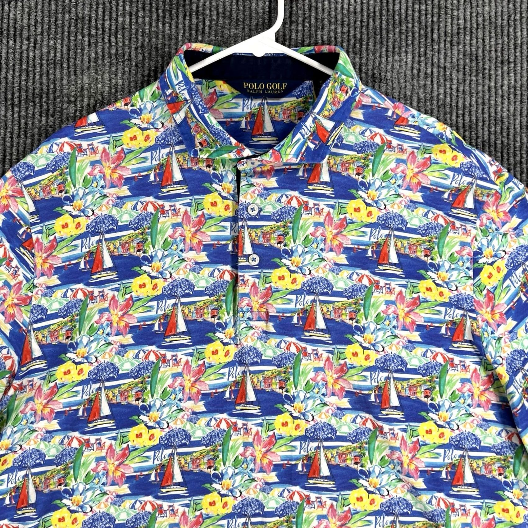 Polo Ralph Lauren Polo Ralph Lauren Shirt Mens XL Extra Large Blue Floral Graphic Short Sleeve Gol Size US XL / EU 56 / 4 - 4 Thumbnail