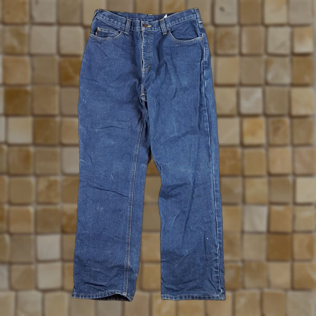 Carhartt VINTAGE Carhartt Flame-Resistant Work Jeans Denim Blue 34x30 Men 34x30 Blue Jeans 90s Workwear 5-Pocket Mens Size US 34 / EU 50 - 1 Thumbnail