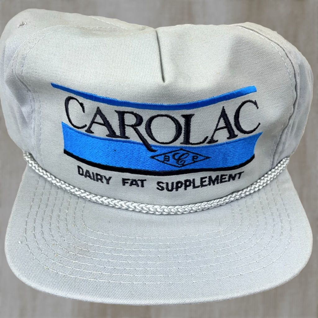 Roper VINTAGE Carolac Trucker Hat Cap Snapback Rope 80s 90s Farm Dairy HH Made In USA Gray Adjustable Mens Size ONE SIZE - 1 Thumbnail