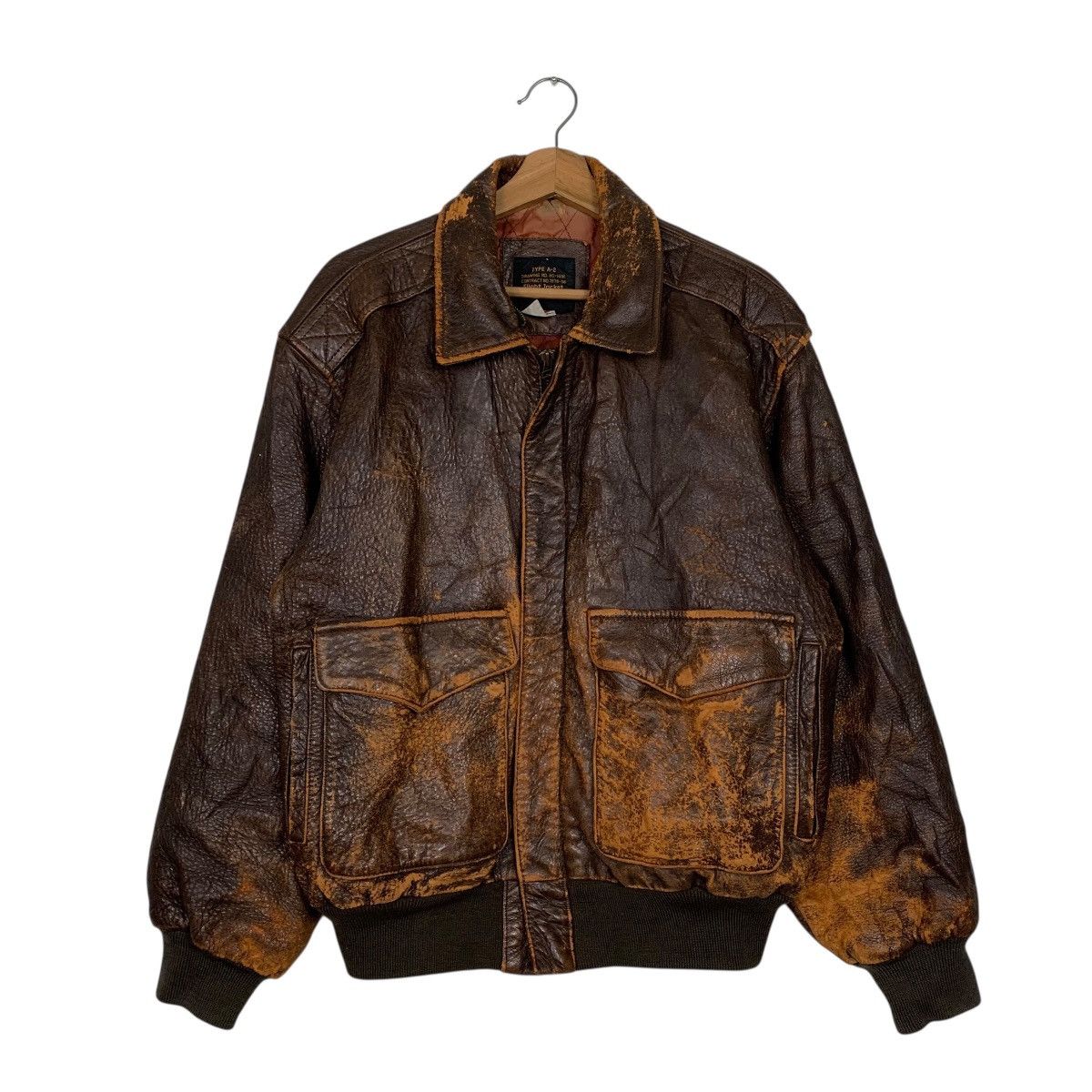 Japanese Brand Type A-2 US Air Force Military Leather Bomber Jacket Size US M / EU 48-50 / 2 - 1 Thumbnail