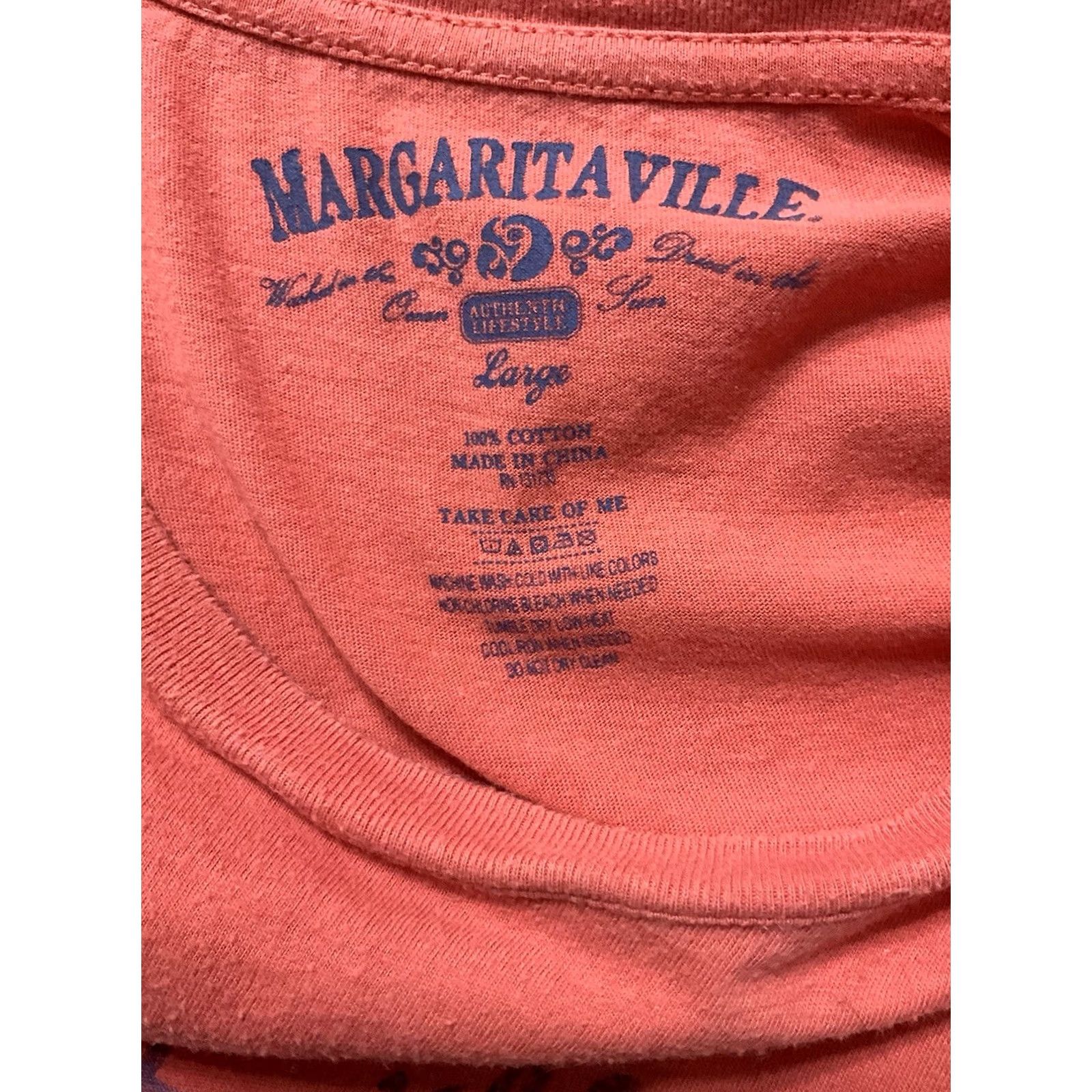 Logo 7 Margaritaville Logo T-Shirt Mens Large Pink Short Sleeve Crew Neck Cotton Regular Fit Fish Pattern Logo Vintage: No Size US 33 - 5 Thumbnail